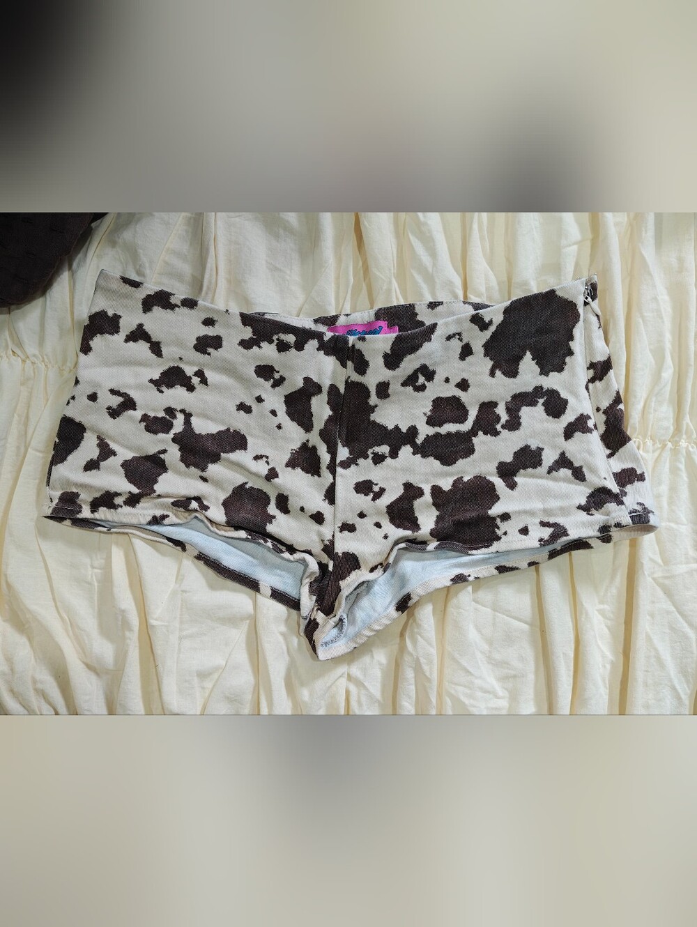 Edikted Cow Print Women's Shorts in White and Black